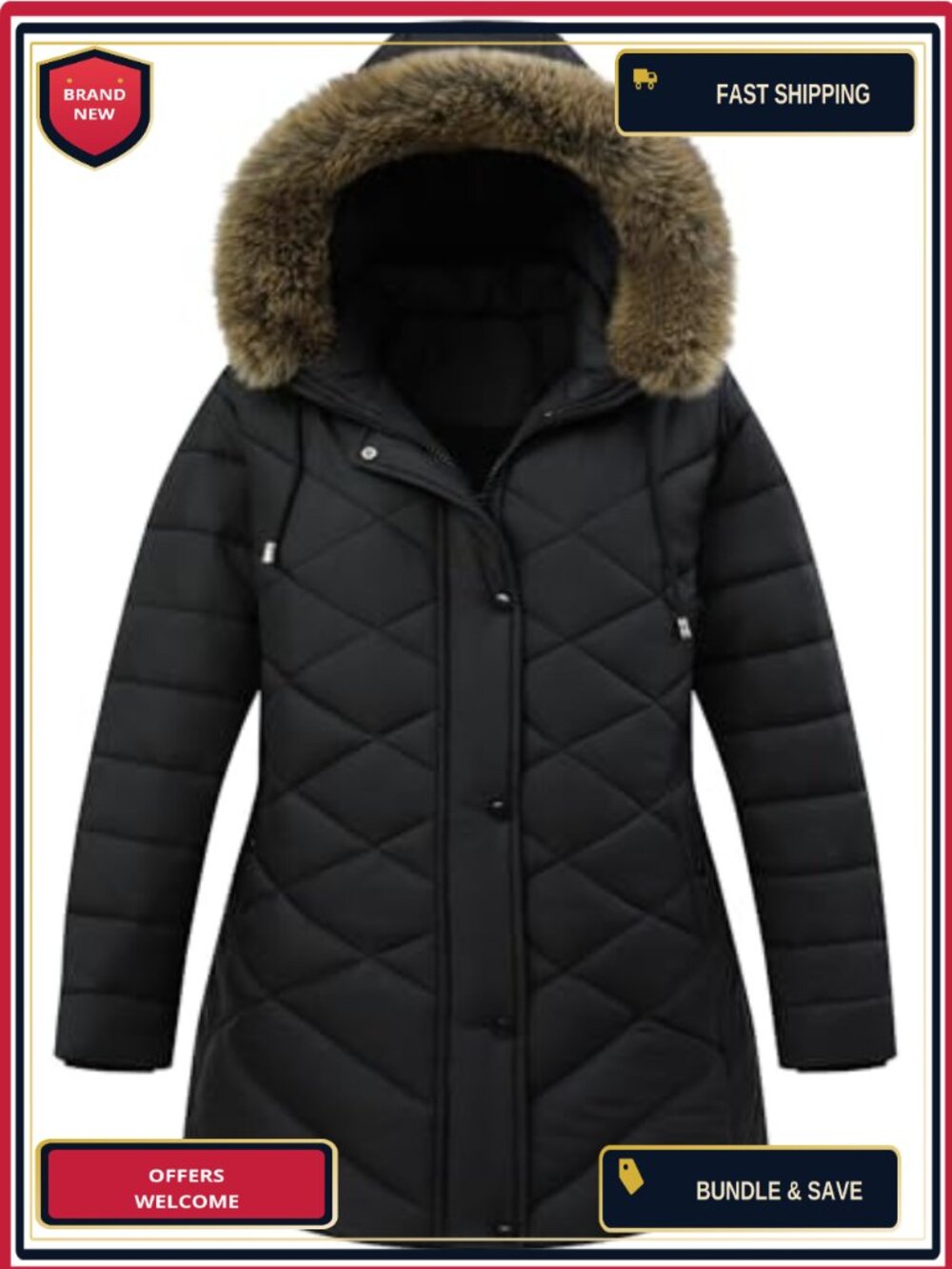 Plus Size Women's Down Parka Puffer Coat Waterproof Windproof Detachable Hood
